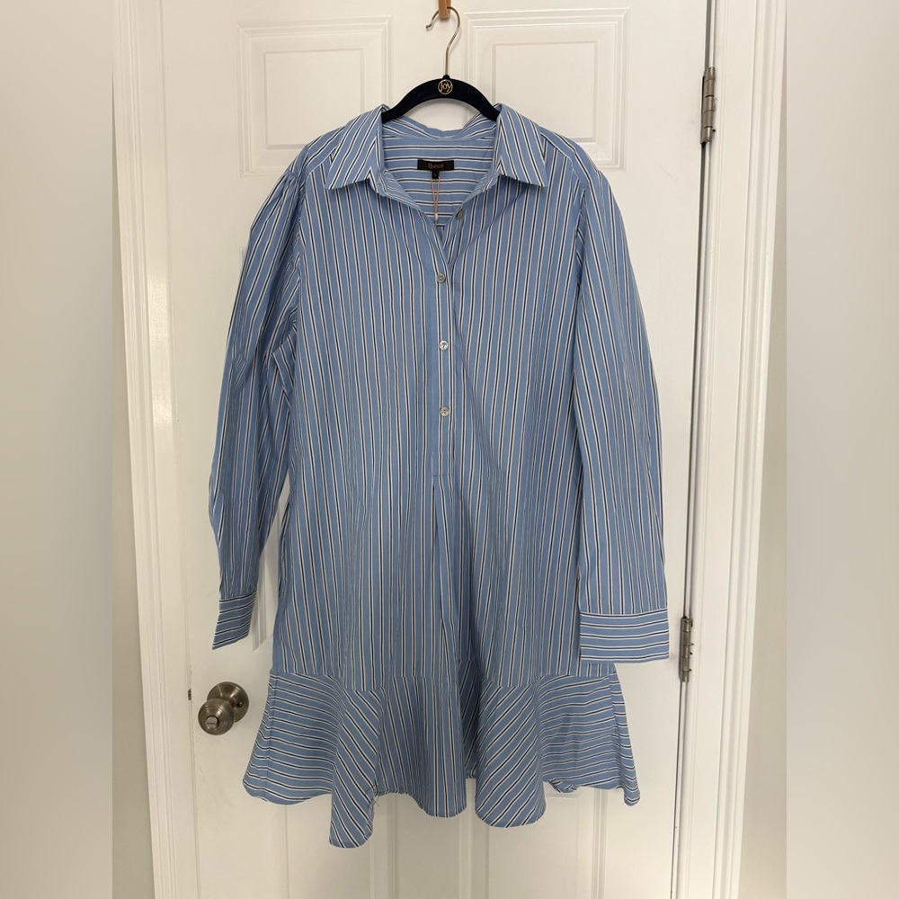 NWT Quince 100% Organic Cotton Drop Waist Shirt Dress in Tribeca Stripe - Picture 8 of 12
